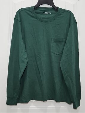 American Giant Hunter Green Long Sleeve Pocket Tee New